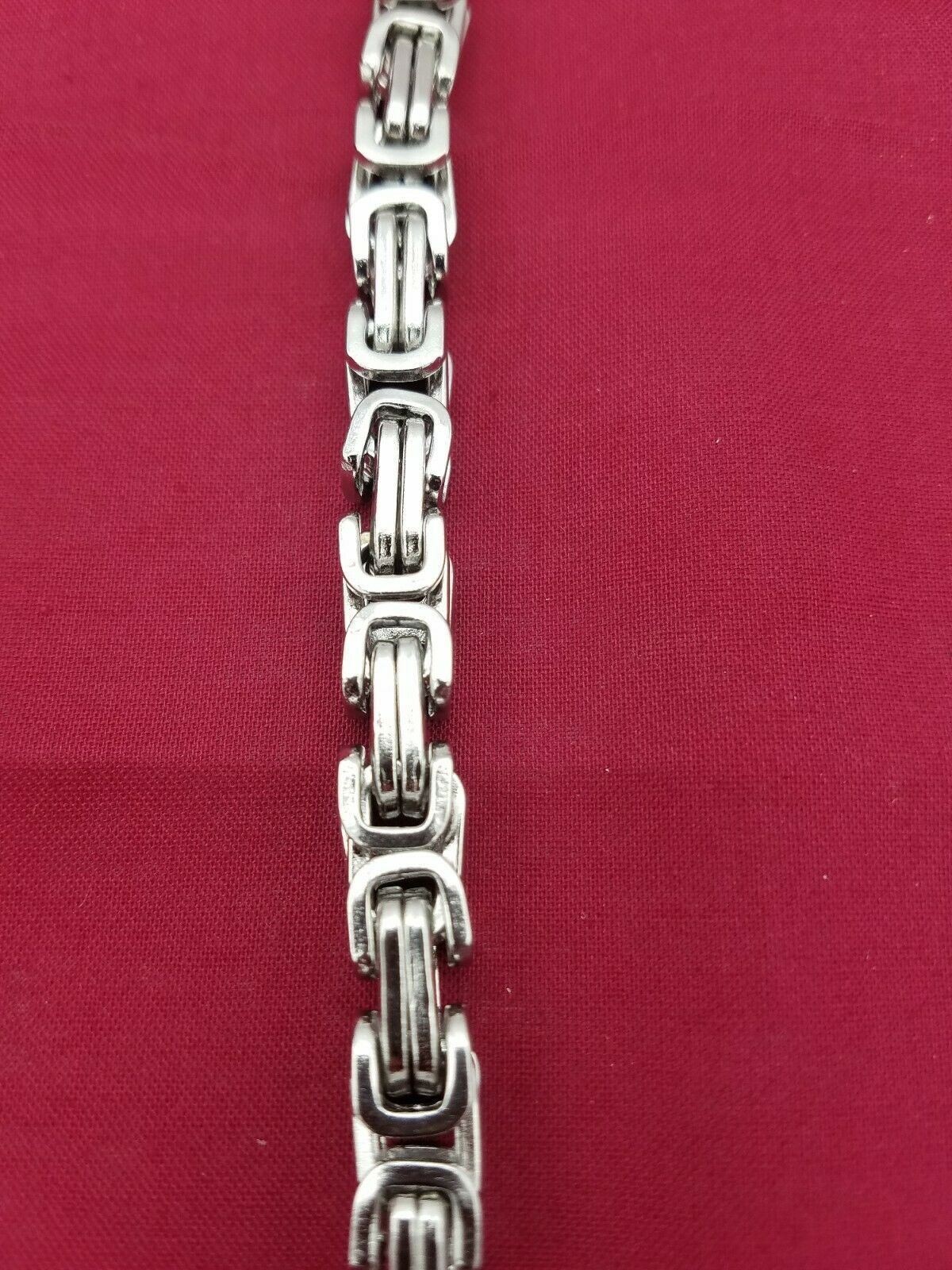 30 INCH STAINLESS STEEL SILVER 8MM BYZANTINE TURKISH BOX CHAIN NECKLACE