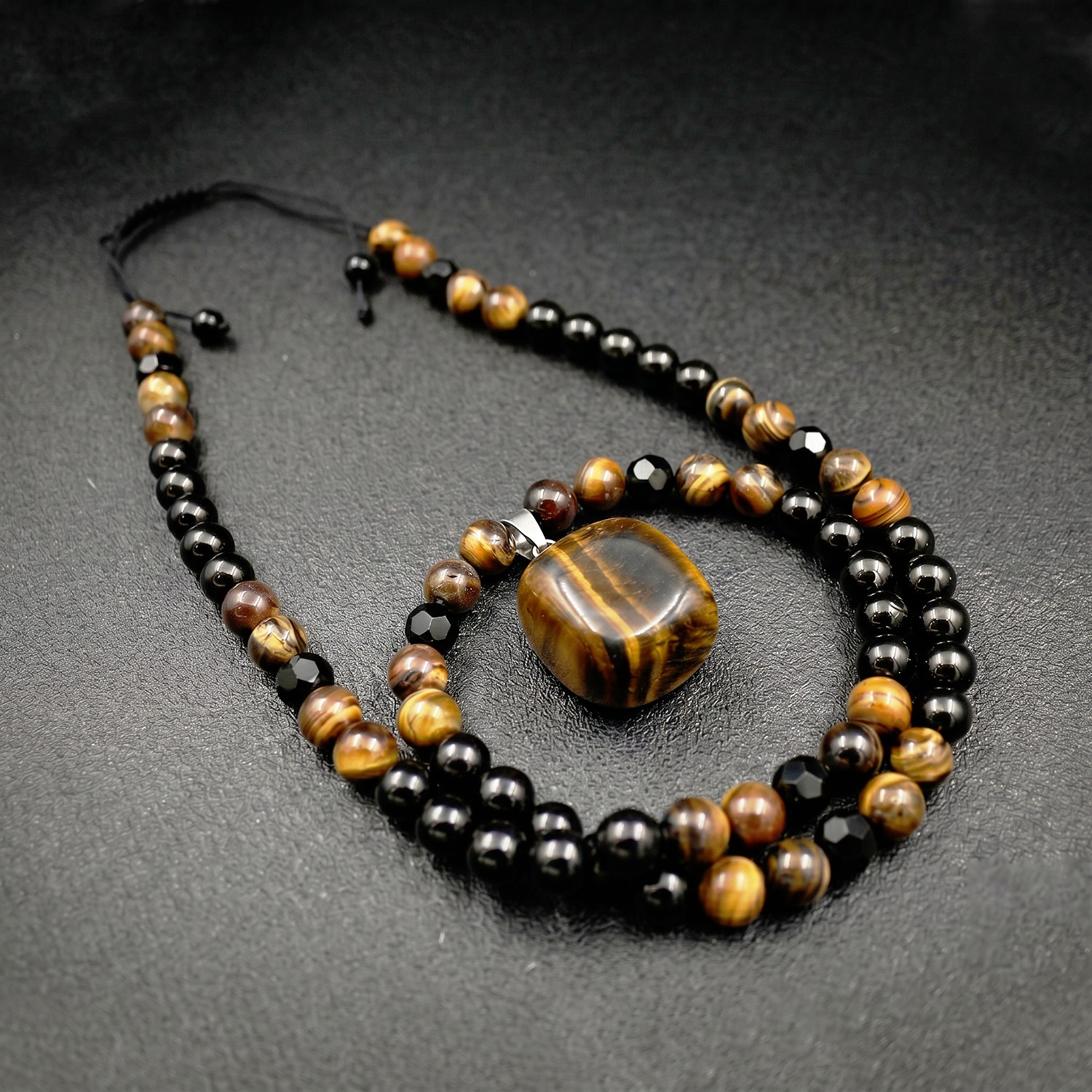 Money Attraction Necklace & Tiger Eye Pendant Healing Crystal Stone Jewelry Gift