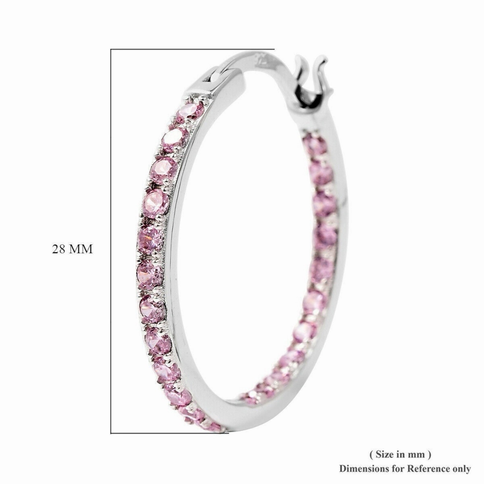 Silver Plated Cubic Zirconia CZ Inside Out Hoops Hoop Earrings Lab-Created B99