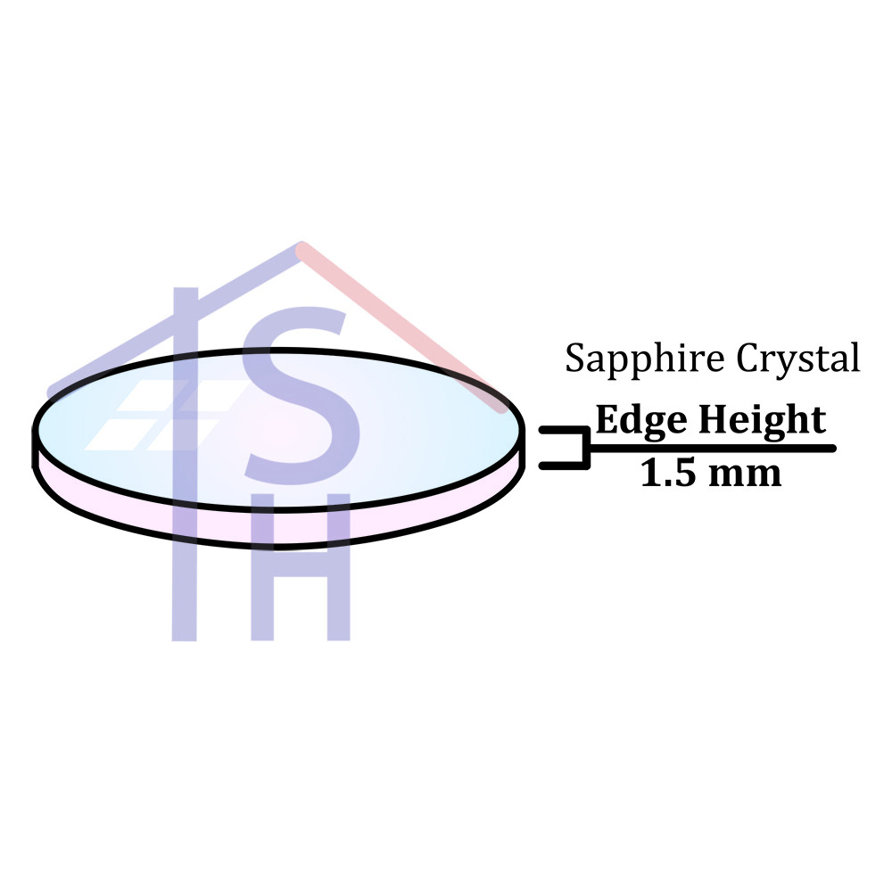ROUND 1.5 MM THICK FLAT SAPPHIRE CRYSTAL WATCH GLASS REPLACEMENT SIZE 16MM-50MM