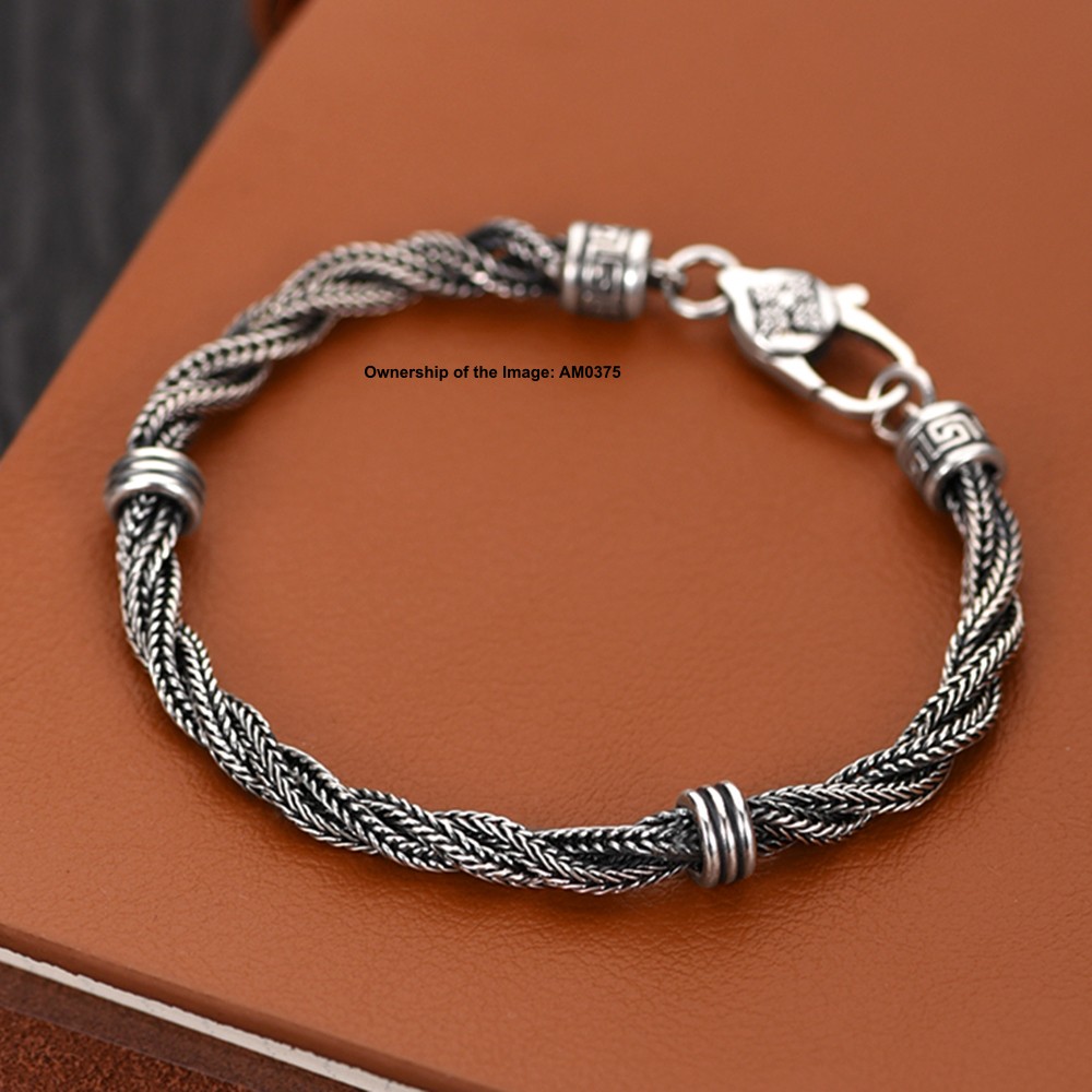 Pure 925 Sterling Silver Twisted Wheat Chain Bracelet 4mm Link Unisex Jewelry