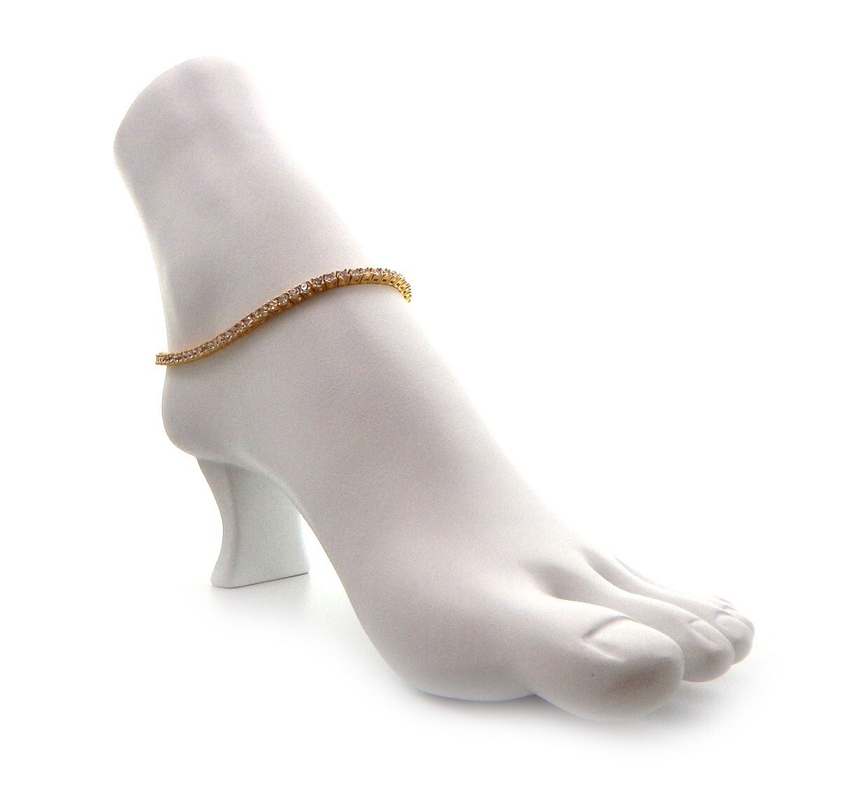 3mm 12″ Tennis Chain Anklet Cubic Zirconia Ankle Bracelet 14k Gold Plated.