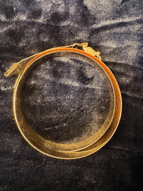 Solid 10k Italy Gold Herringbone Chain 9.58mm 20″ Necklace 27.7g Heavy Flat Link