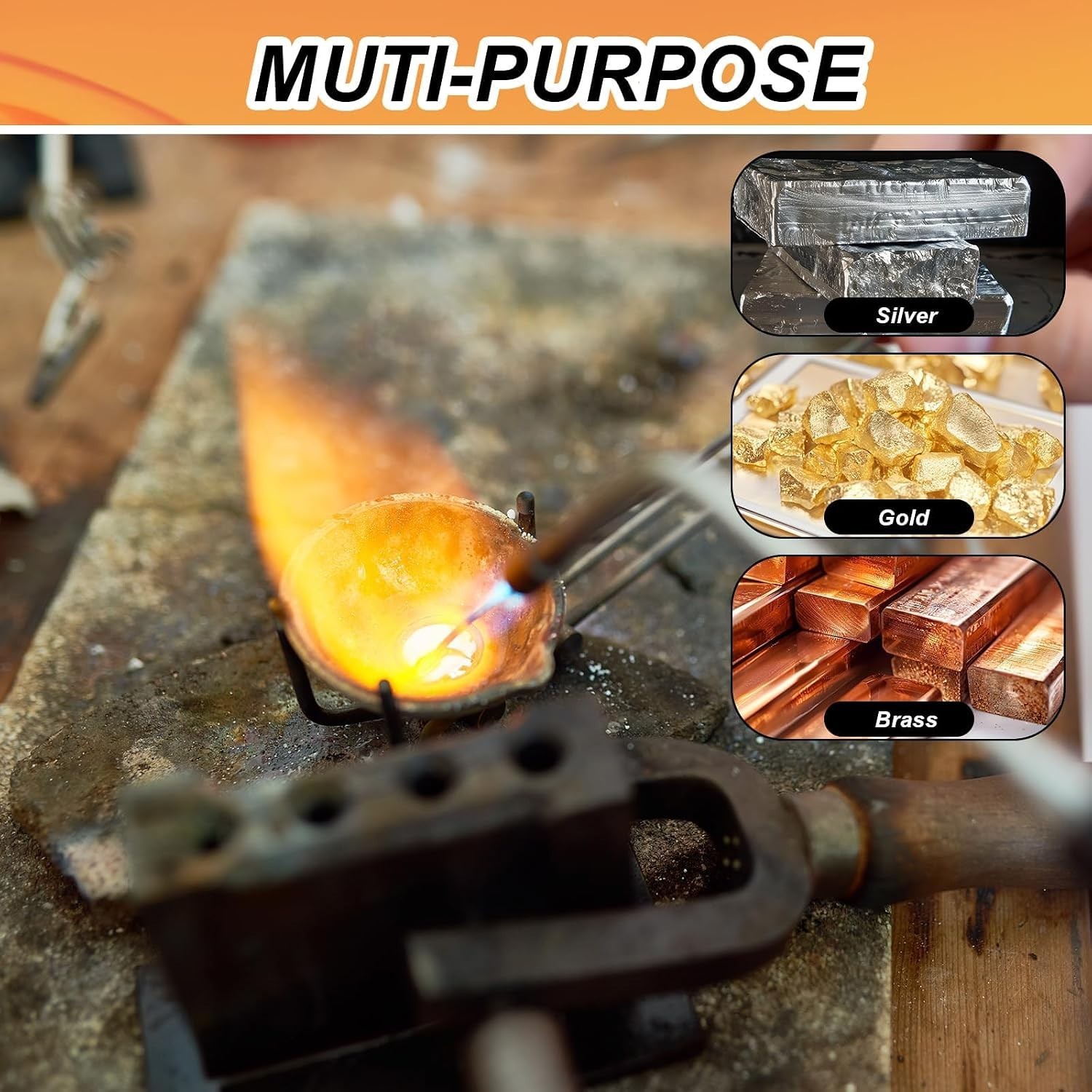 13Pcs Graphite Torch Melting Casting Kit, 5-In-1 Ingot Mold Crucibles Tongs | Qu