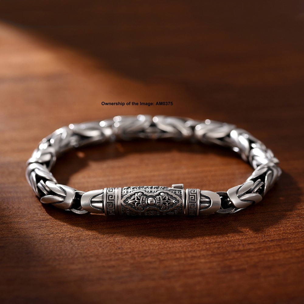 Pure 925 Silver Byzantine Link Chain Bracelet for Men/Women Vintage Look 5mm W