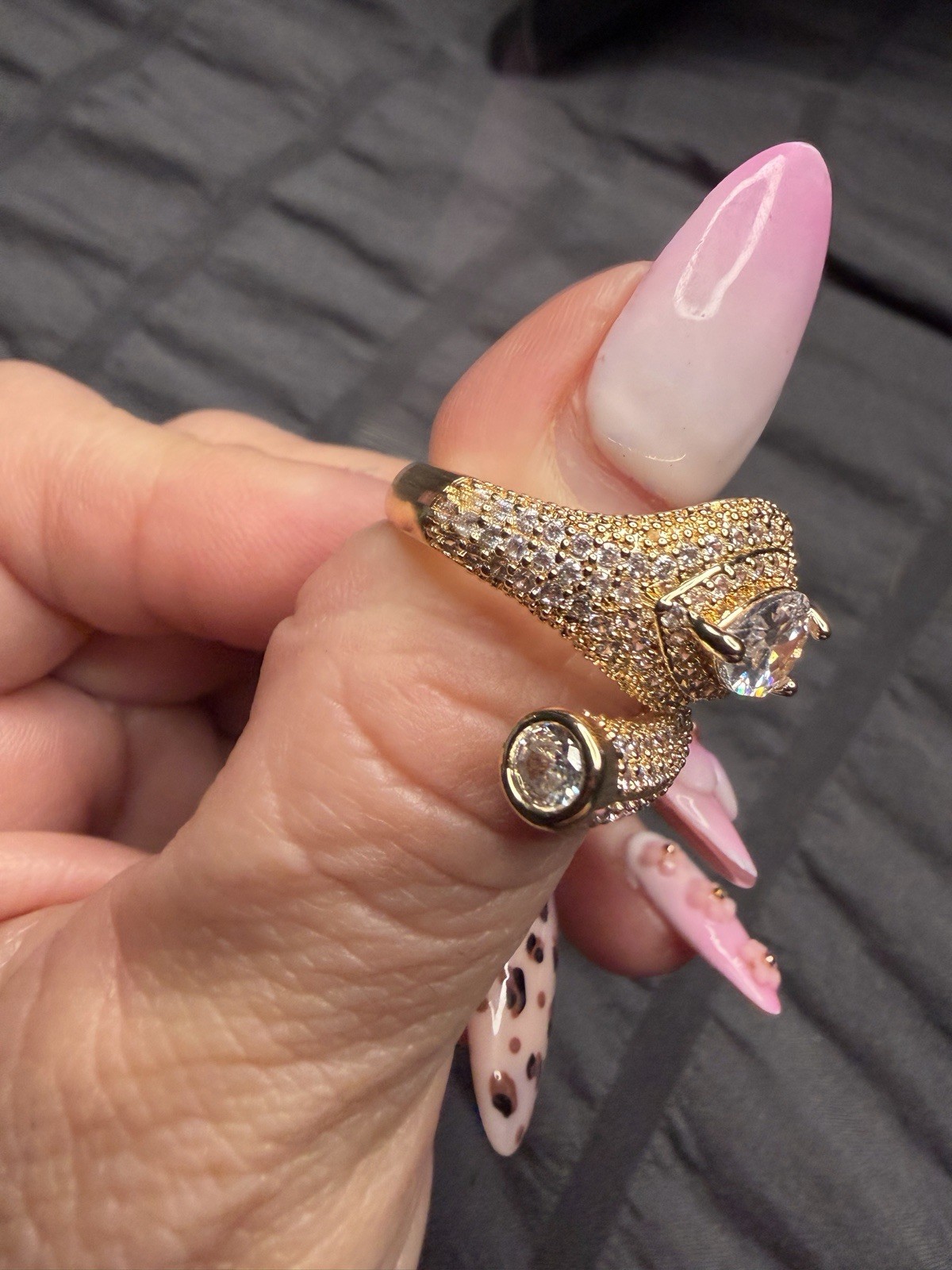 18K Gold Filled Snake Wrap Ring | AAA CZ Size 7 (adjustable)