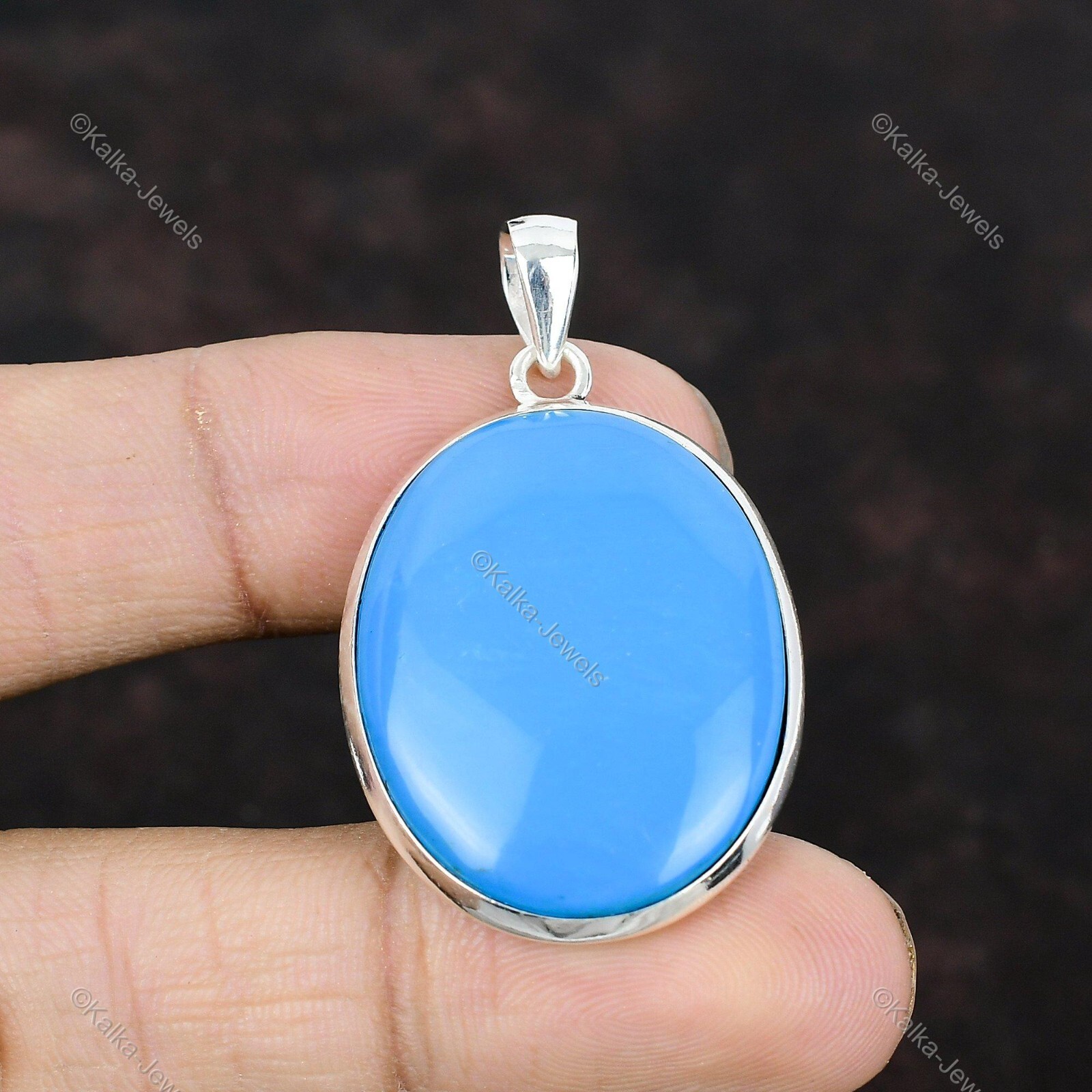 Natural Sleeping Beauty Turquoise Gemstone Pendant 925 Sterling Silver Jewelry