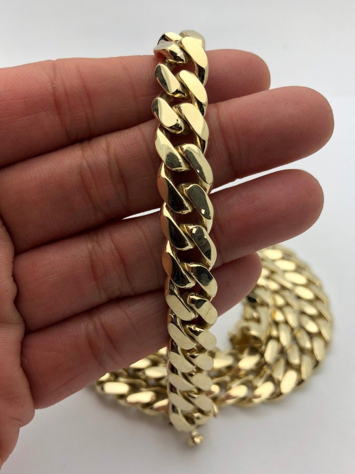 Men’s 10k Yellow Gold Solid Heavy Miami Cuban Link Chain Necklace 22″ 10mm 143g