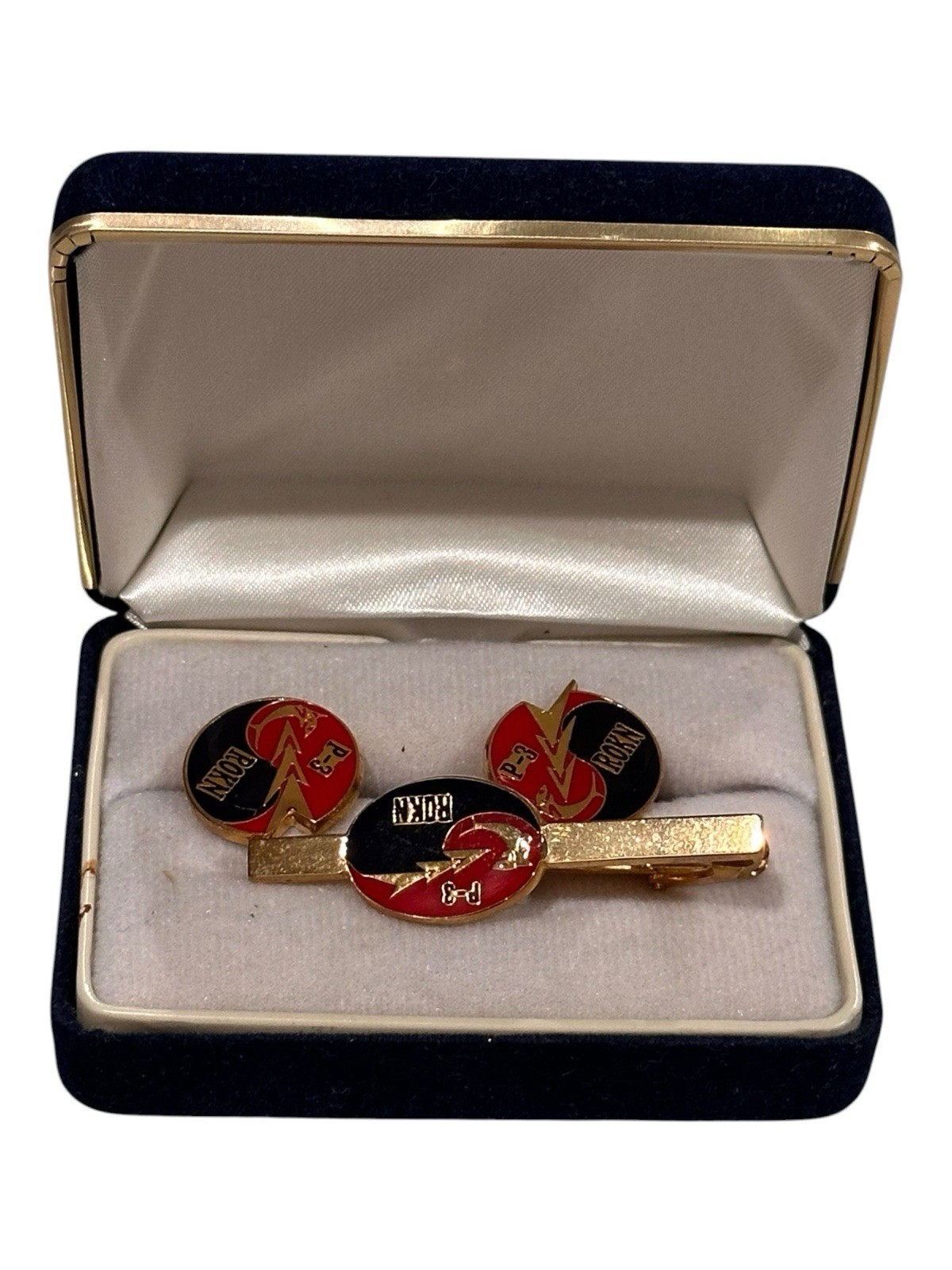 Republic of Korea Navy Cufflinks and Tie Bar Set Original Box ROKN PS-3