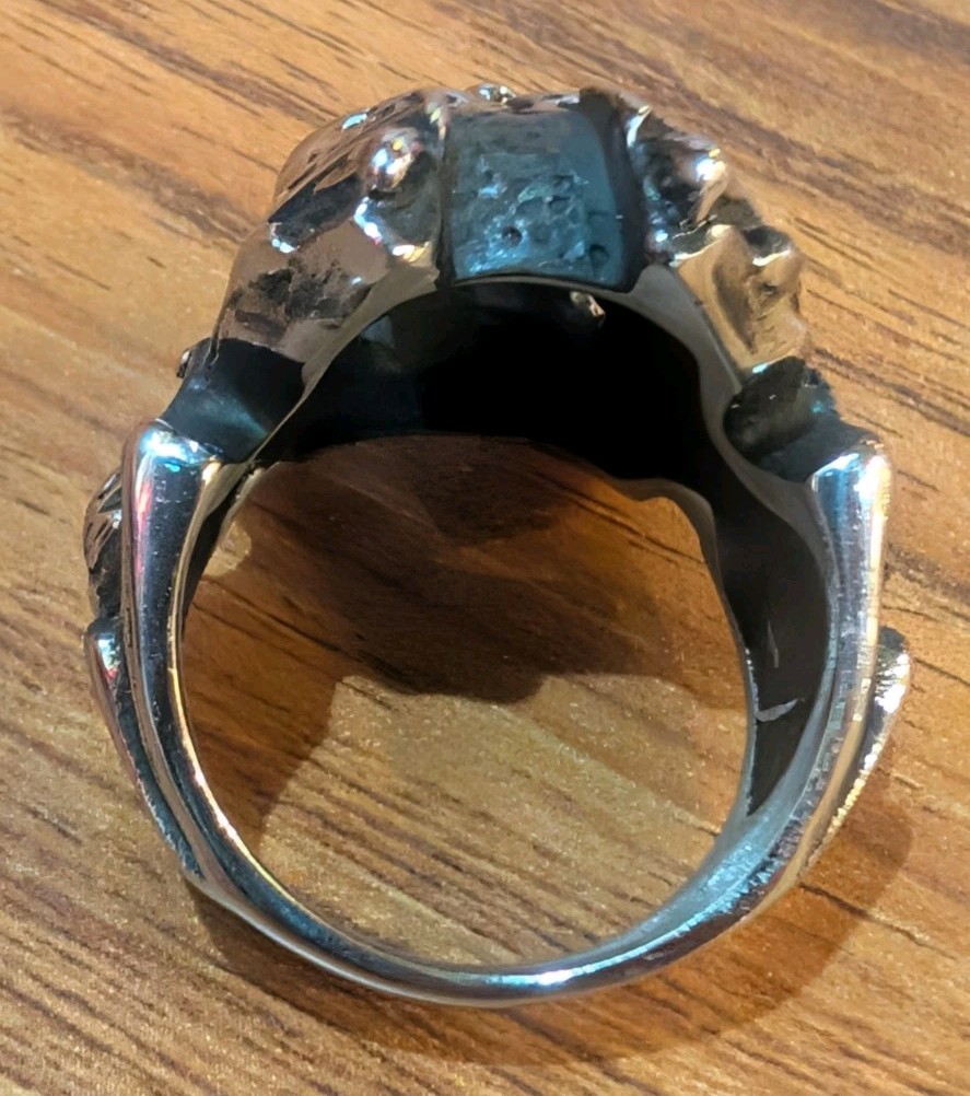 Stainless Steel Skull Biker Ring Silver Metal Gothic Punk Heavy Biker Ring 12