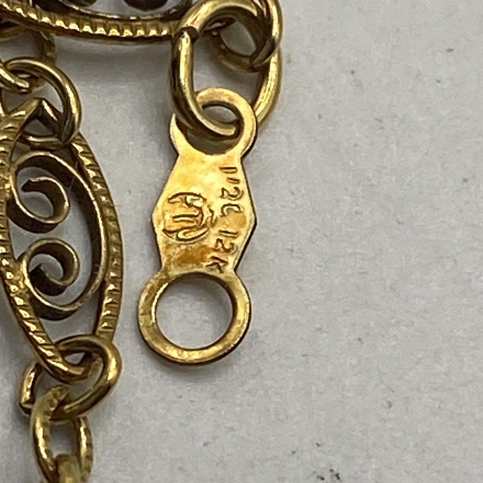 12K Gold Filled Filigree Link Chain Necklace 16 In Spring Ring Clasp Jewelry