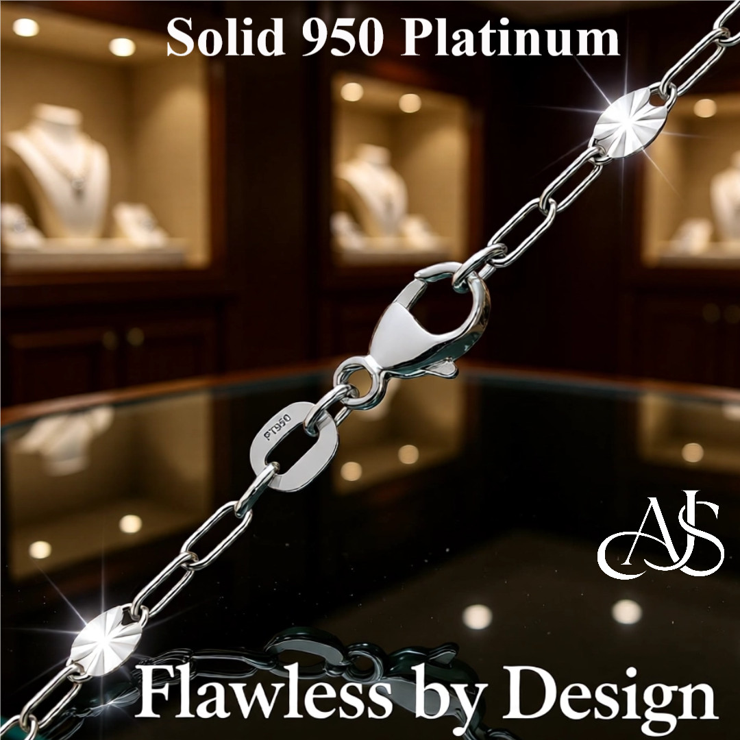 950 Platinum Paperclip Chain 2.4mm With Starburst Accent Stations