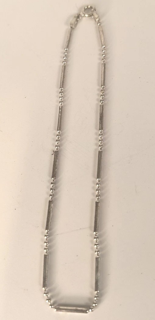 925 Sterling Silver Anklet Bead & Ball Chain 8″ Bracelet “BB” Jewelry Italy Xmas