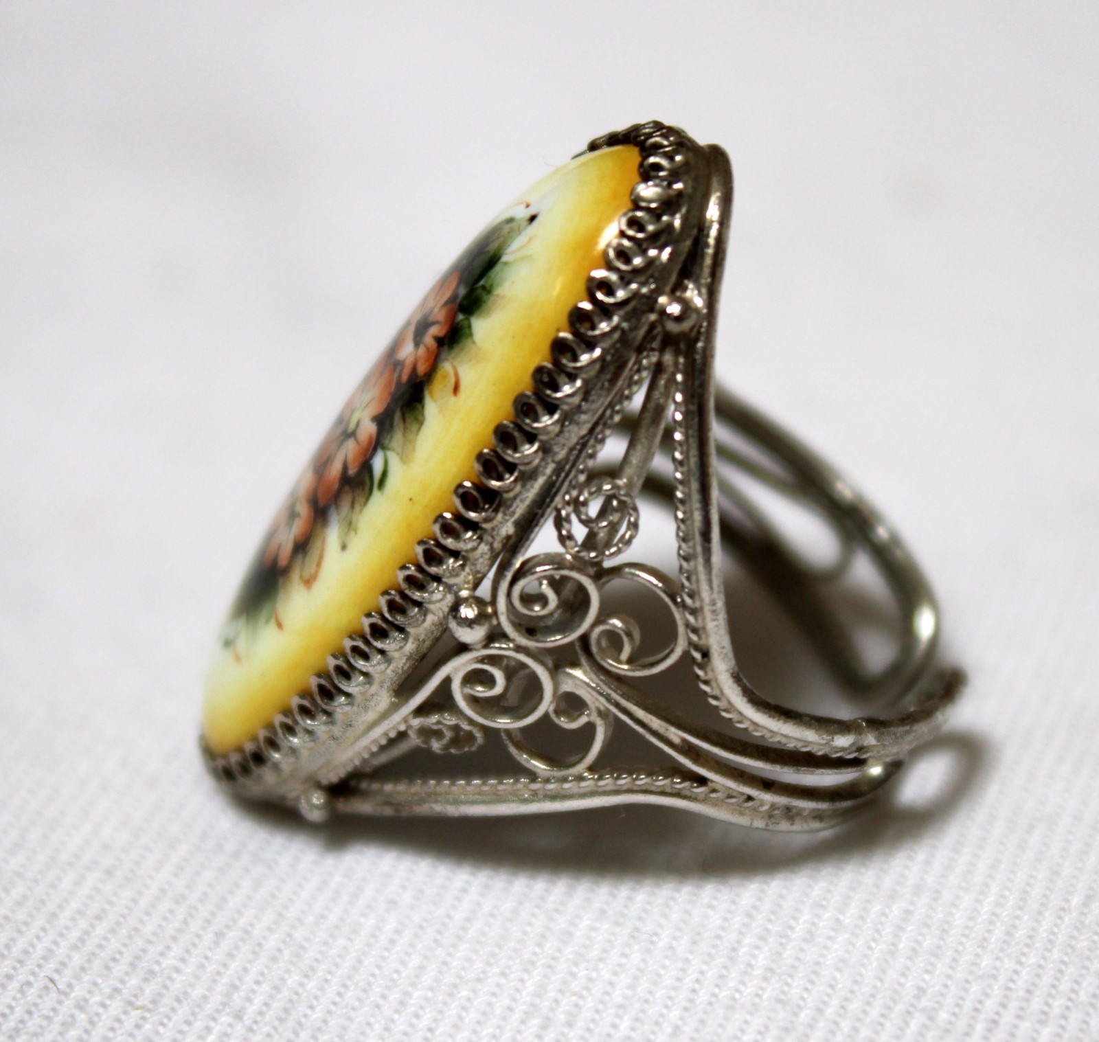 Vintage Russian Hand Painted Enamel Rings 3 Variation Finift Technique #94,96,97