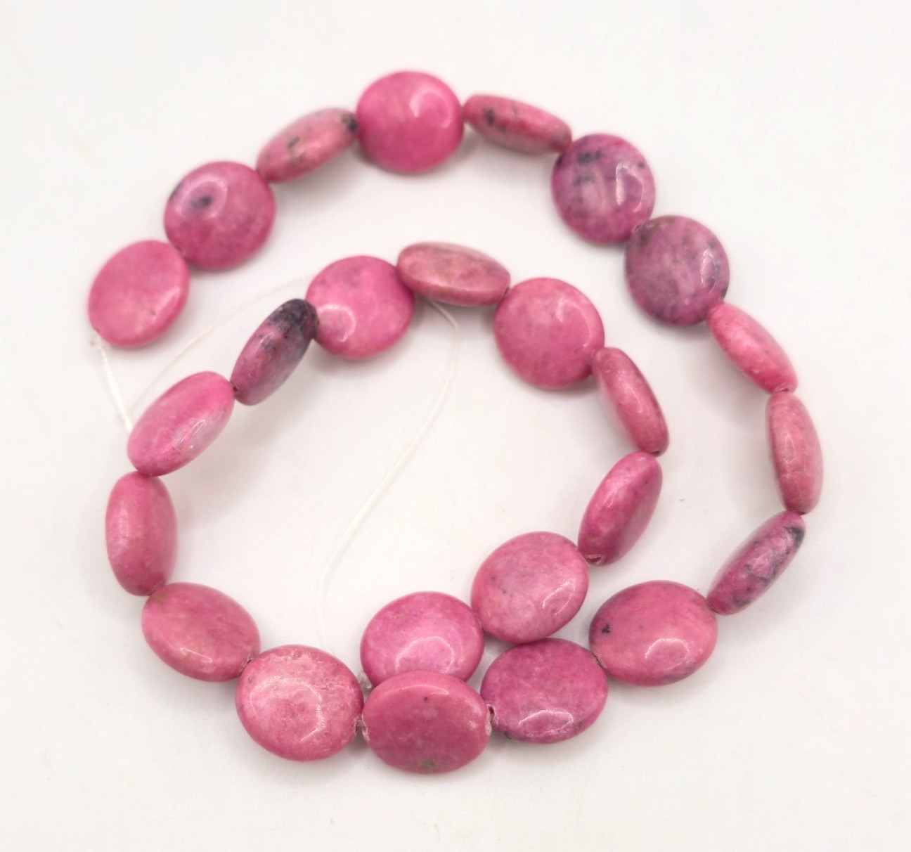 Fire Mountain Natural Rhodonite Smooth Flat Oval 16 x 14mm Beads – 25 pc