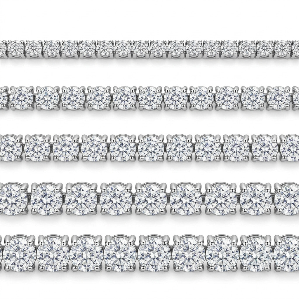 Genuine Moissanite Tennis Bracelet 925 Sterling Silver 2mm 3mm 4mm 5mm 6mm
