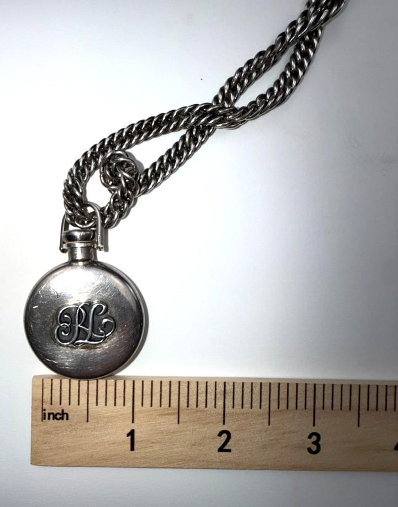 Ralph Lauren Sterling Silver 925 RL Perfume Bottle Pendant Necklace 35.5”