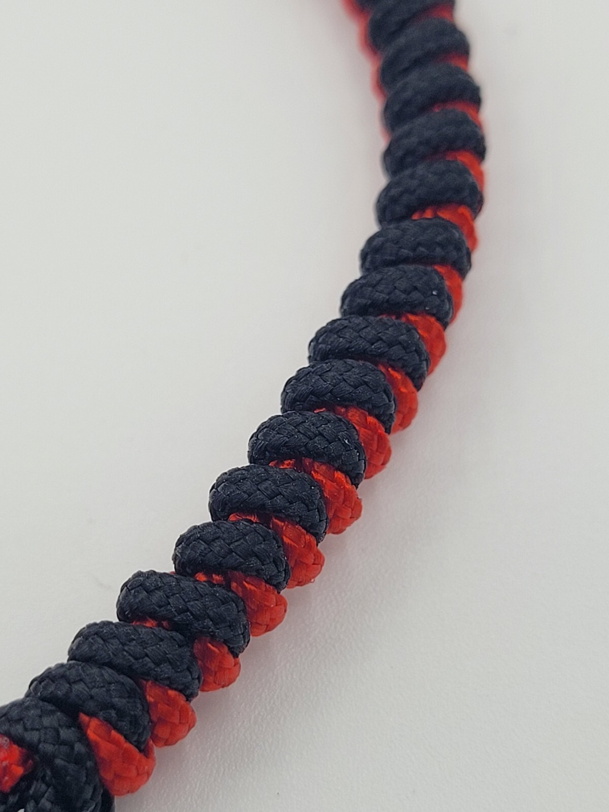 Red & Black Weave Amulet Protection Knitted String Bracelet Black Obsidian 10mm
