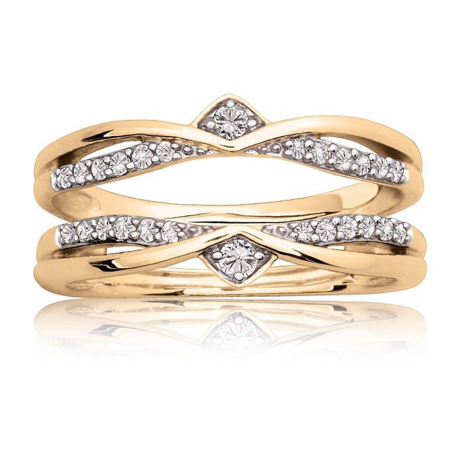 2CT Round Cut Simulated Diamond Wrap Engagement Ring 14K Yellow Gold Plated