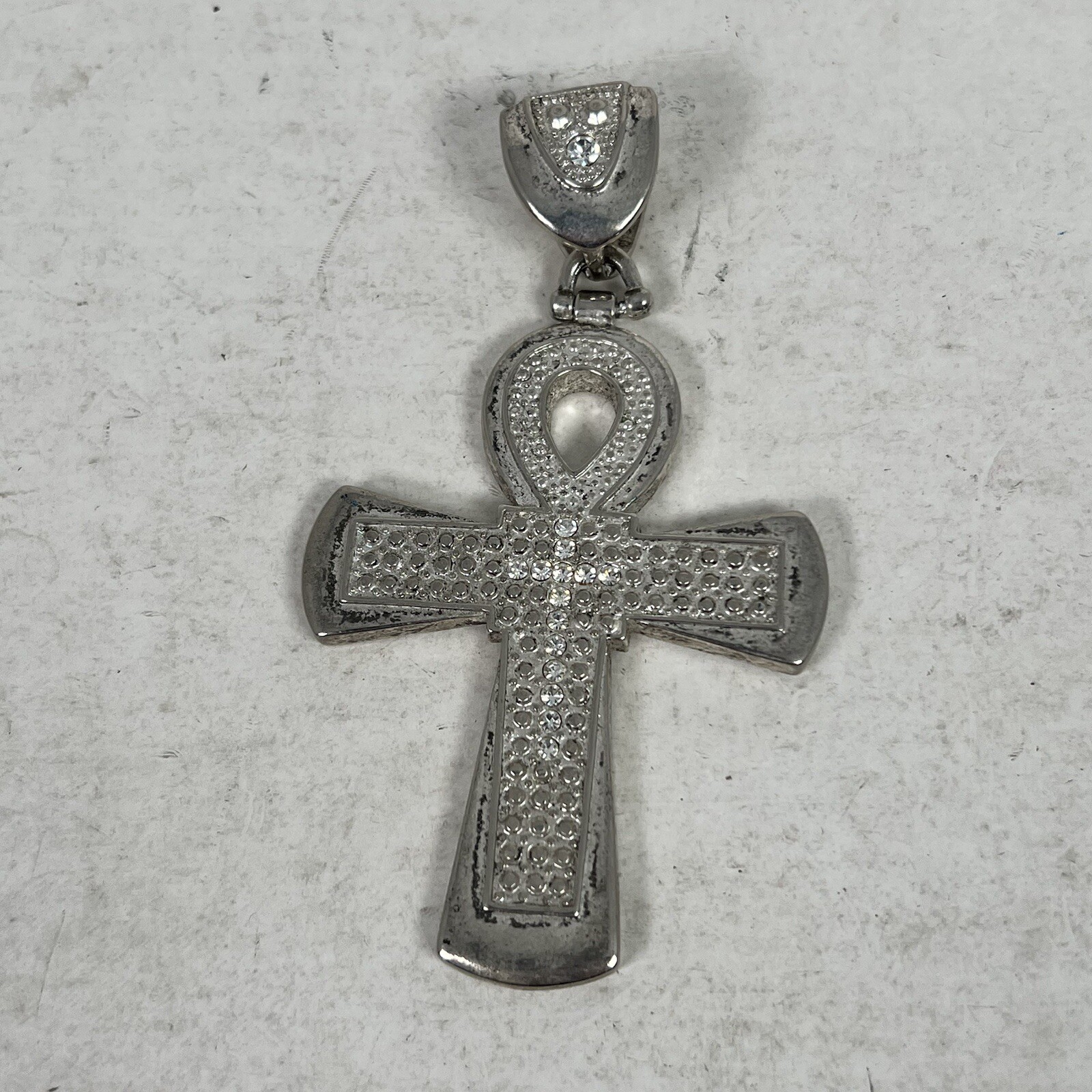 VTG 925 Sterling Silver Ankh Cross Pendant 1.3oz 4in SEE DESCRIPTION