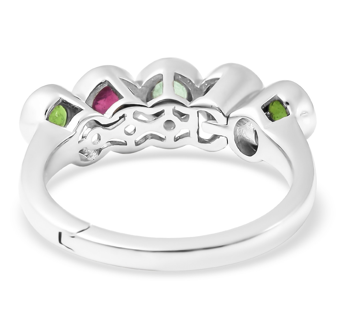 MODERN Multi Tanzanite Diopside Ruby 5 Gemstones Band Ring (7) Sterling 1.50ctw