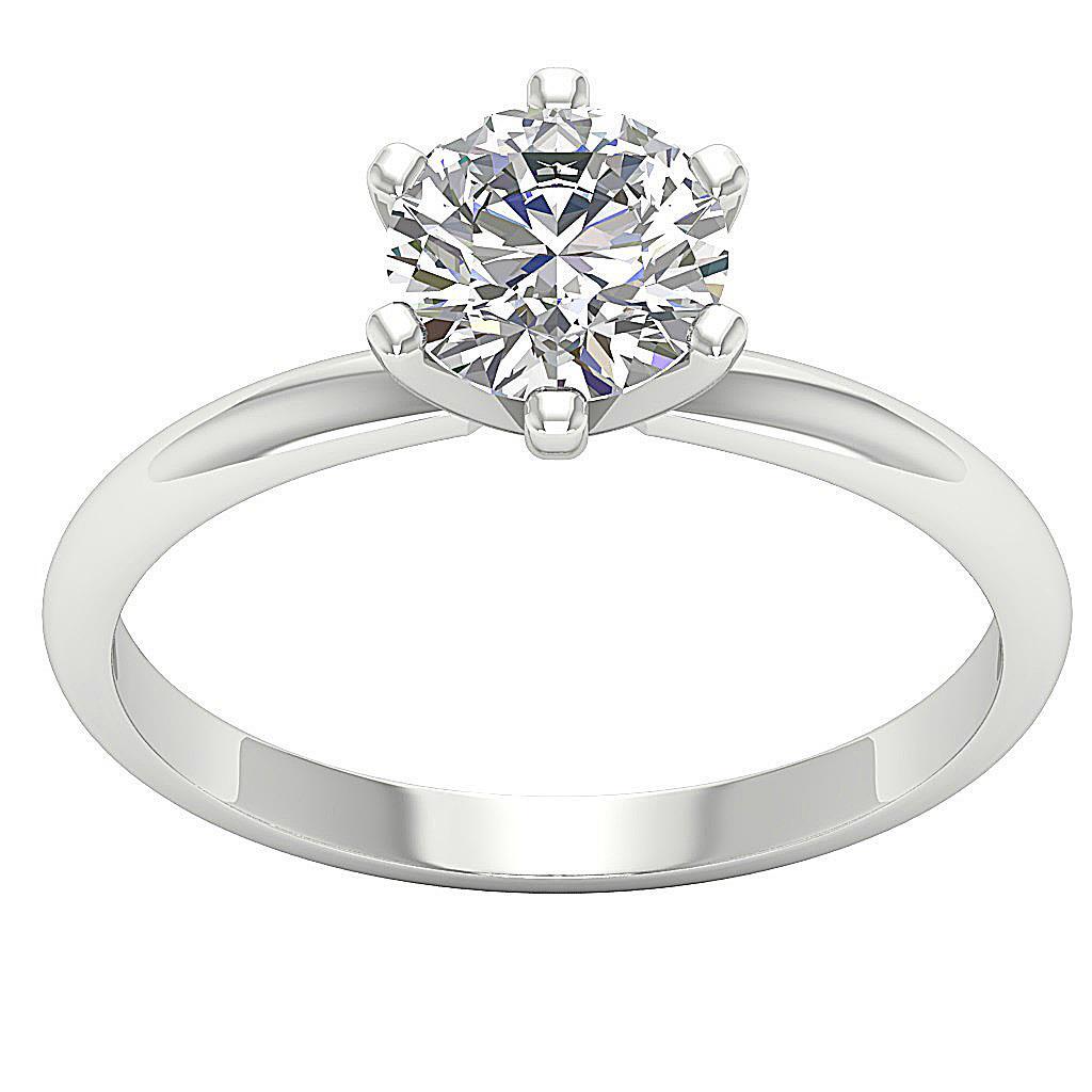 I1 G 0.95 Ct Genuine Diamond Solitaire Wedding Ring 14K White Gold Six Prong Set