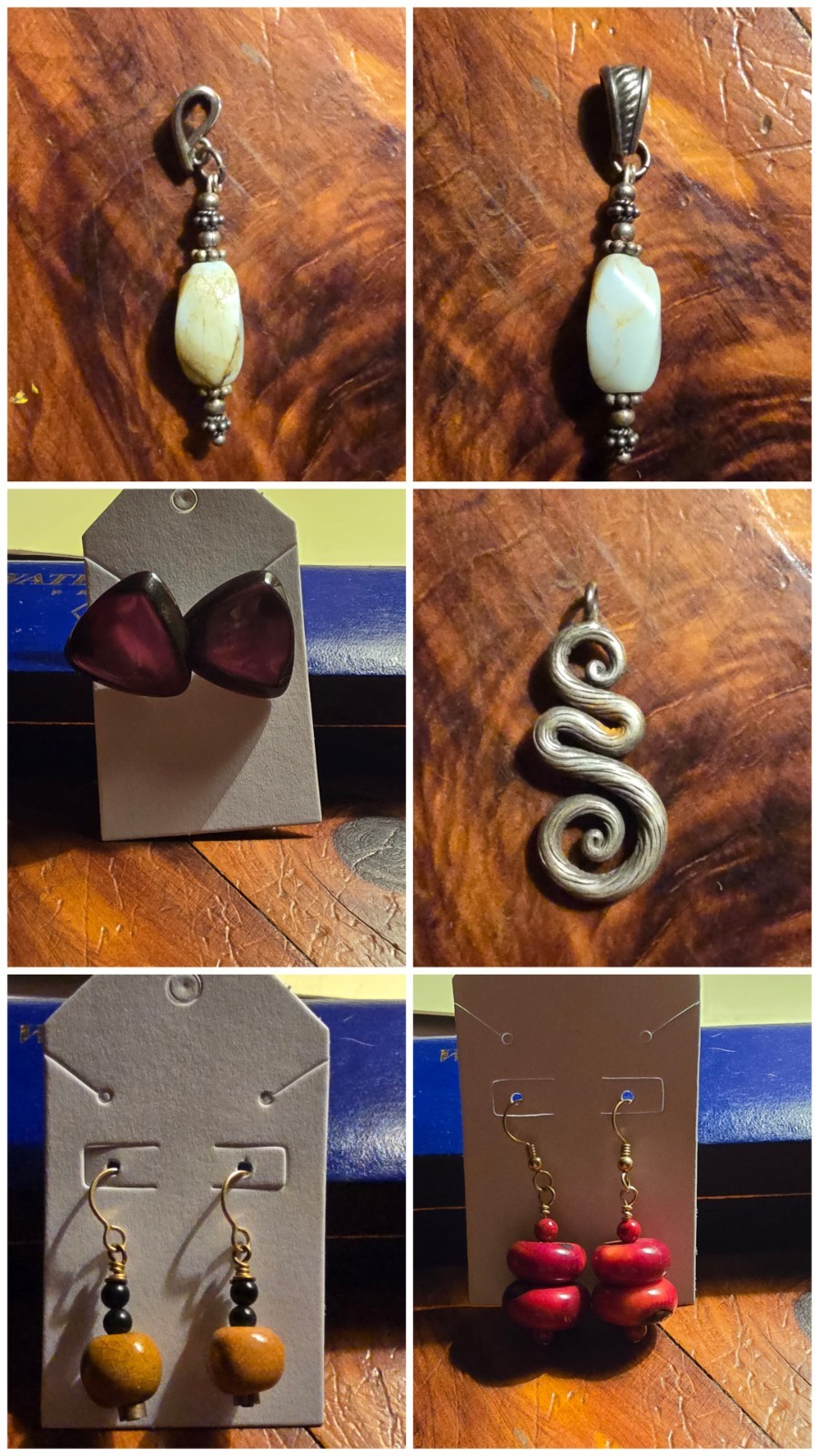 Mixed Lot Dangle/Drop Hook Earrings, Beaded Wood & Metal, Multicolor Cross