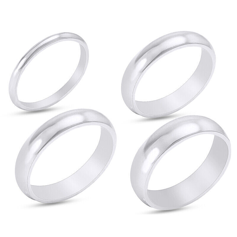 Wedding Band Ring Solid 14K White Gold 2mm 3mm 4mm 5mm 6mm Comfort Fit Men Women