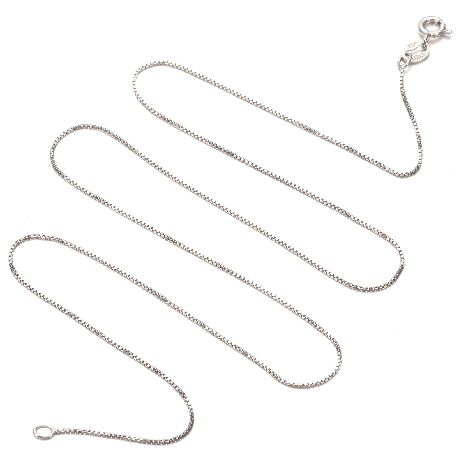 Solid .925 Sterling Silver .7mm Box Chain Necklace 12 – 36 inches!
