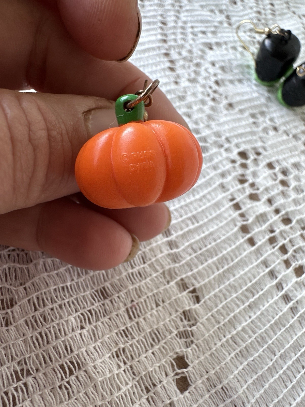 Frankenstein & Jack O’Lantern Pumpkin Russ Earrings Vintage 90s Halloween Kitsch