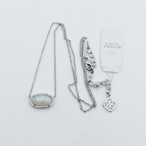 Kendra Scott Elisa Silver Pendant Necklace in White Opal