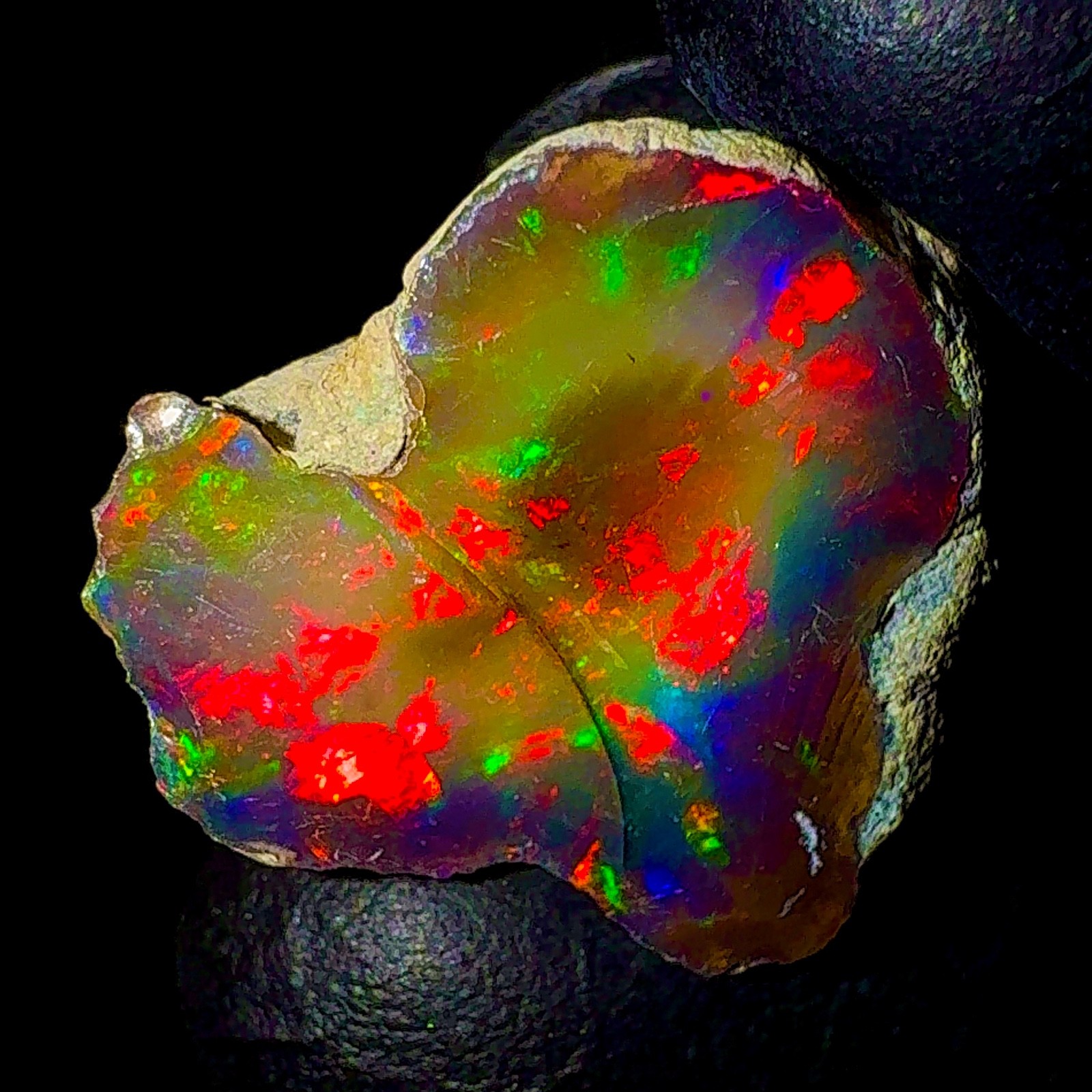 10 Ct Black dry Opal Rough, Cut Grade Fire Opal Rough, Ethiopian Multi Fire Opal