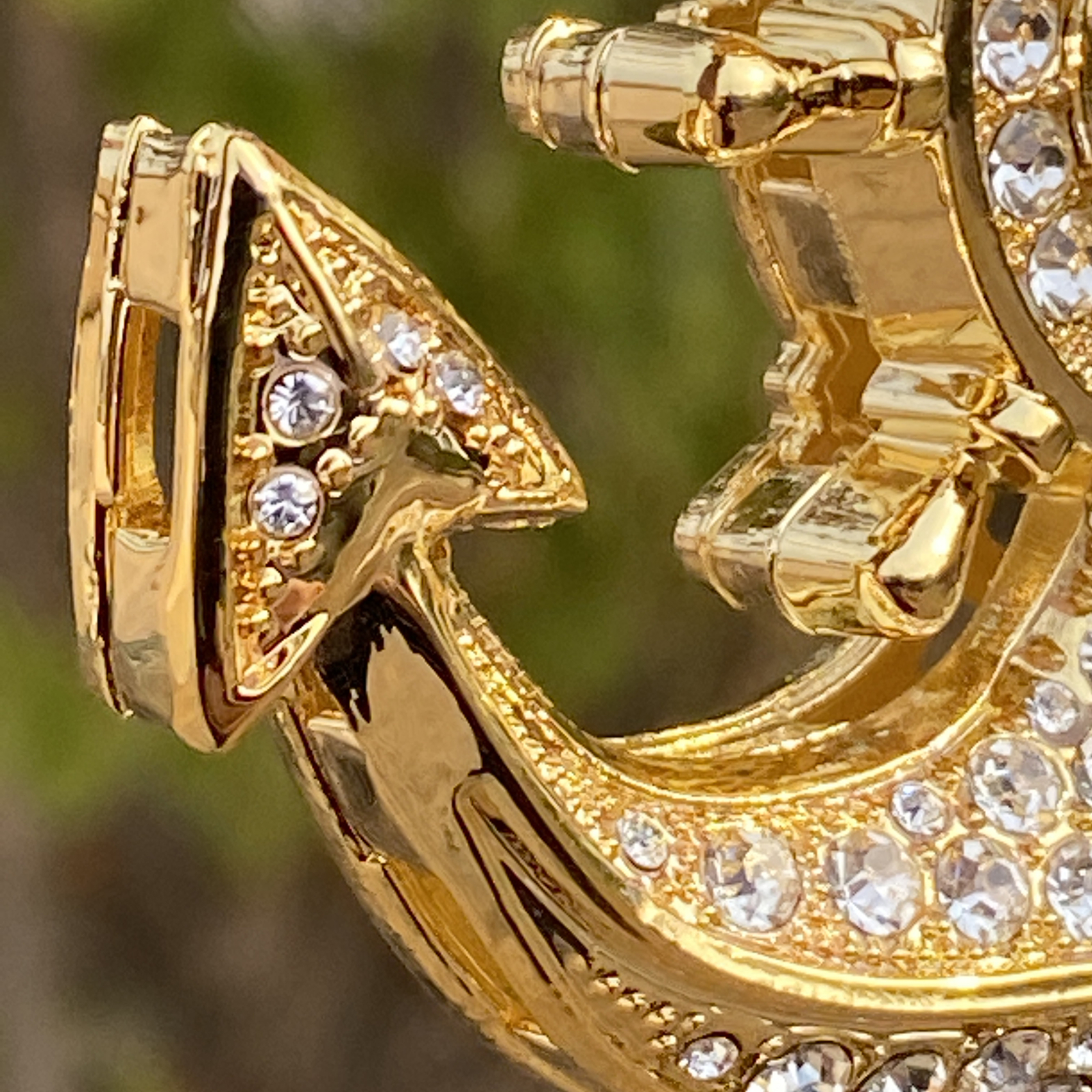18K Gold Plated Huge Mariners Cross Anchor Jesus Chain 30″ Simulated CZ 30″