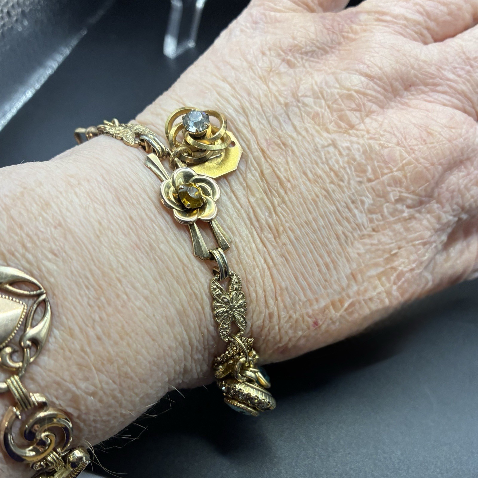 Custom Vintage Gold Filled Pocket Watch & Mesh Chain Bracelet w Charms & Regalia