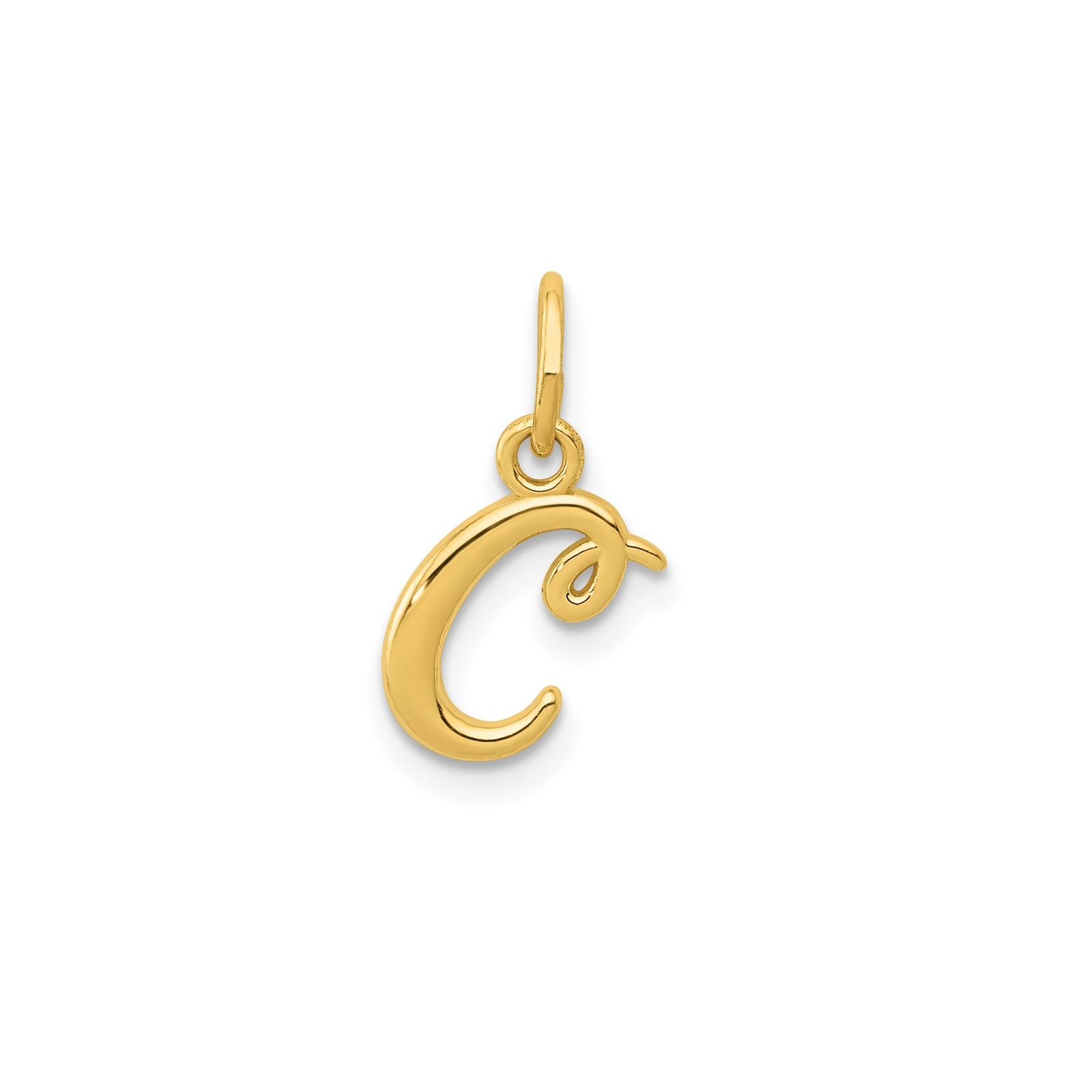 14k Yellow Gold Script Initial C Pendant Charm for Necklace or Bracelet