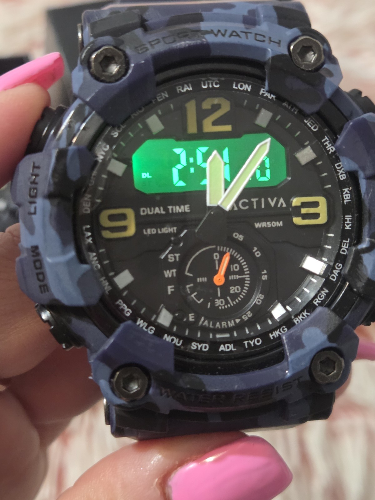 Activa X Invicta BlackOps Digital Men’s Watch 56mm,Camouflage,Blue (ACW1637-003)