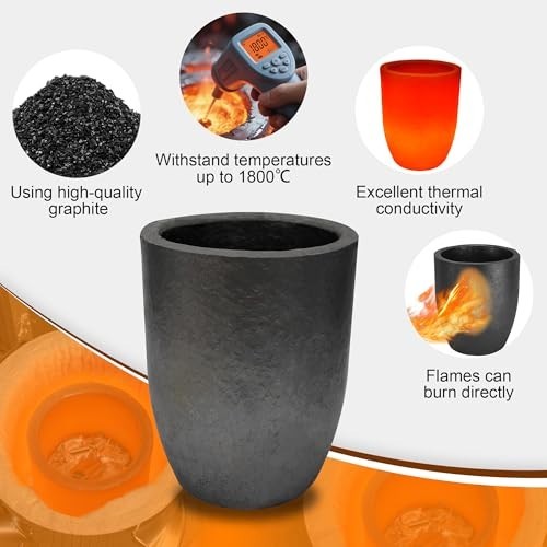 Nelyrho Graphite Crucible with Pouring Spout for Metal Melting 25kg