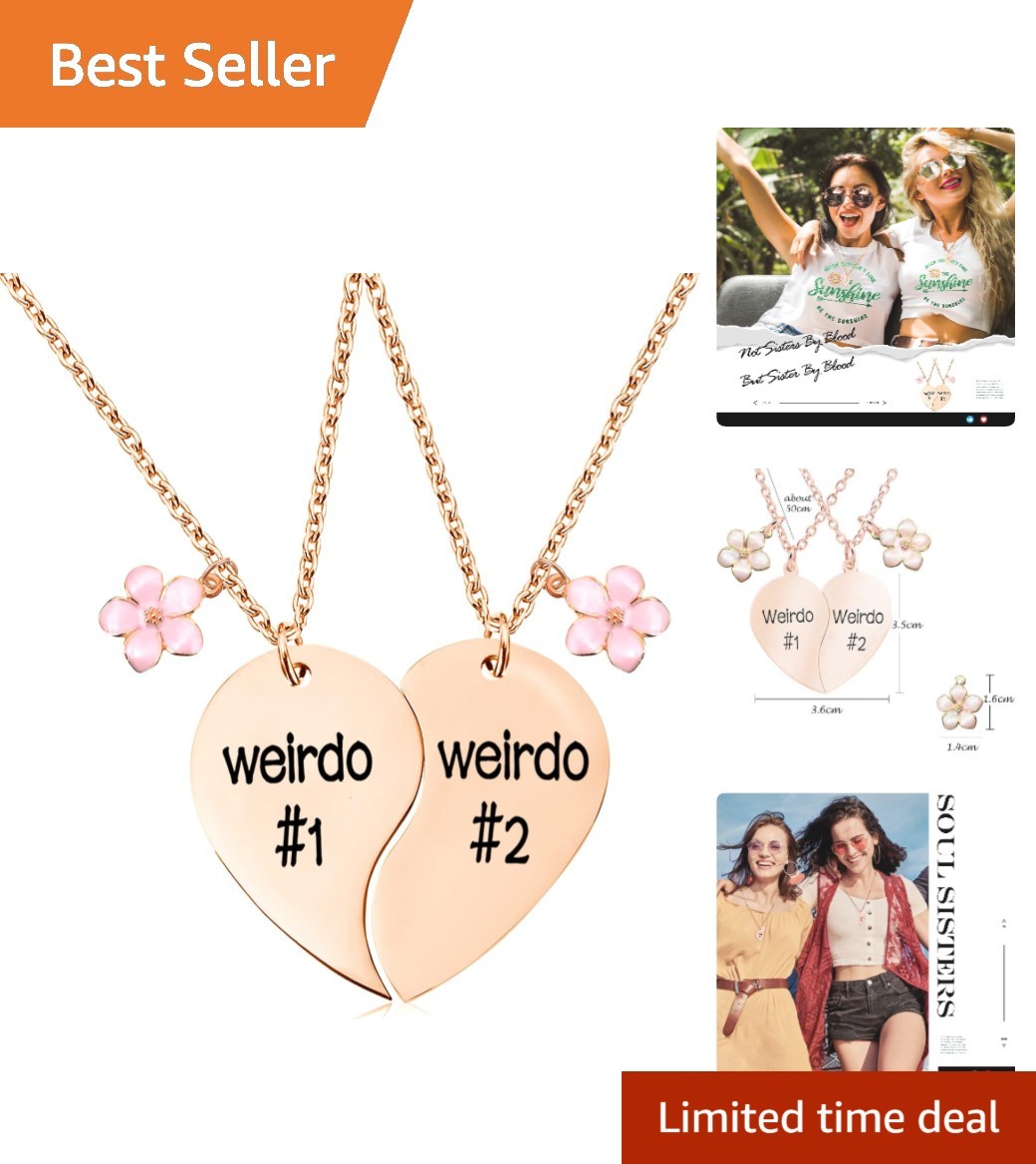 LoveForever Rose Gold Split Heart Friendship Necklace Set