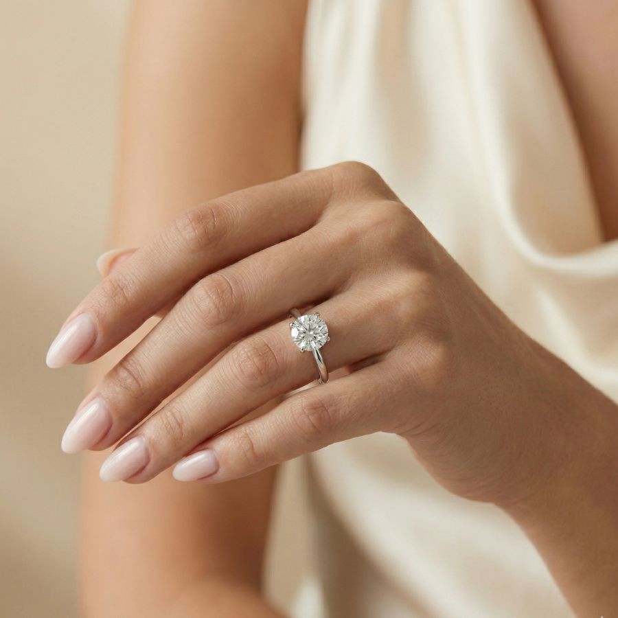 1.50Ct Round-Cut VS1 Lab Grown Diamond Wedding Engagement Ring 14k White Gold