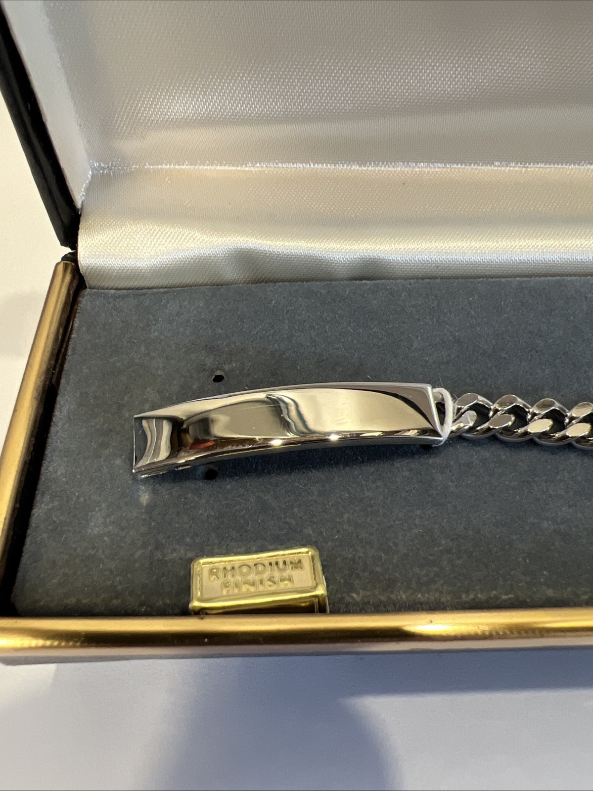 Vintage Speidel Link ID Bracelet Rhodium Finish USA Engravable New In Box