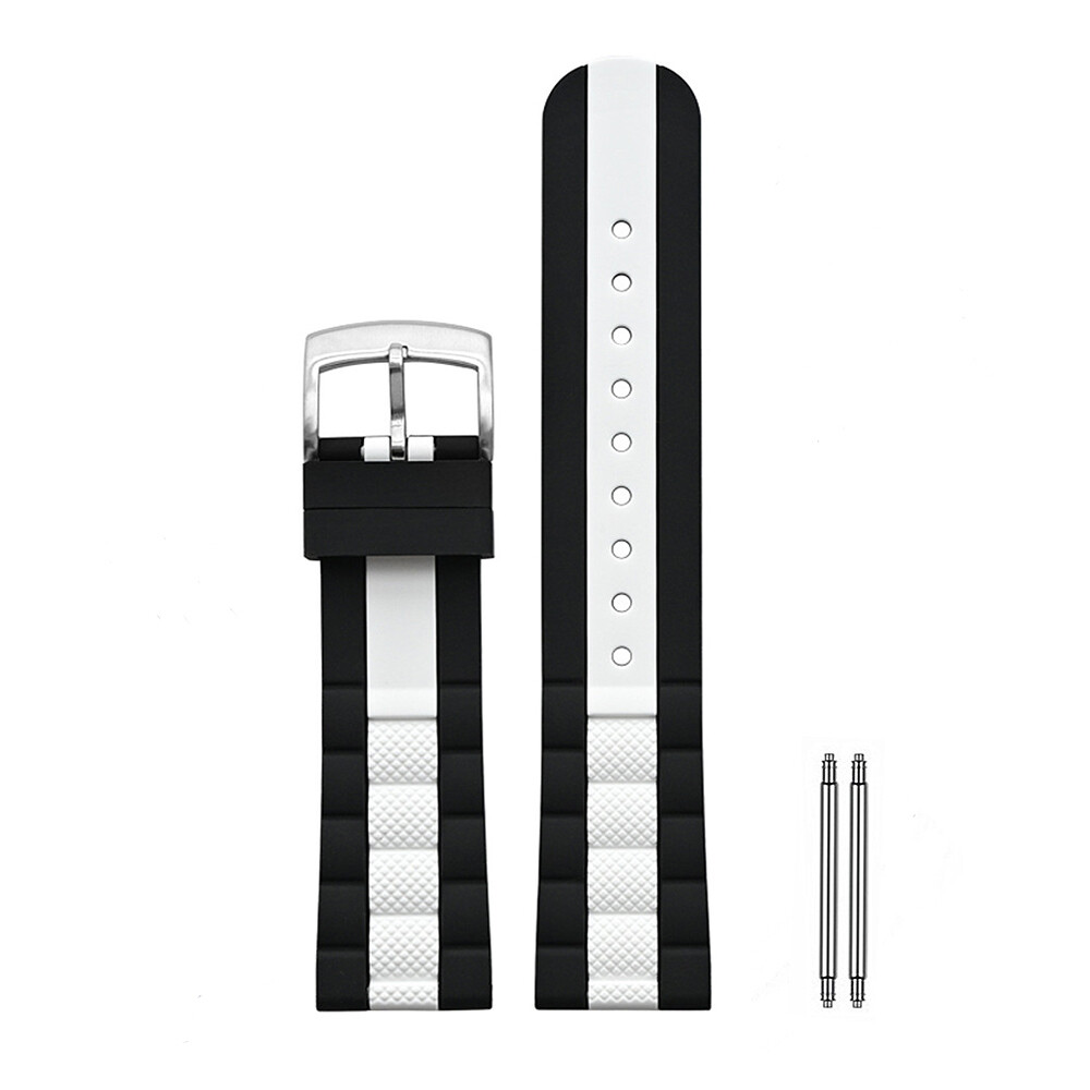 New Men’s Silicone Rubber Waterproof Watch Strap Band With Brushed Buckle 22mm