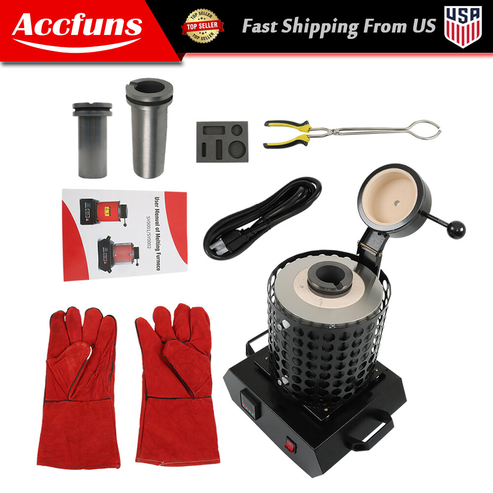 For Melt Scrap Electric Melting Furnace 1+3 KG Metal Melting Furnace Forge Kit