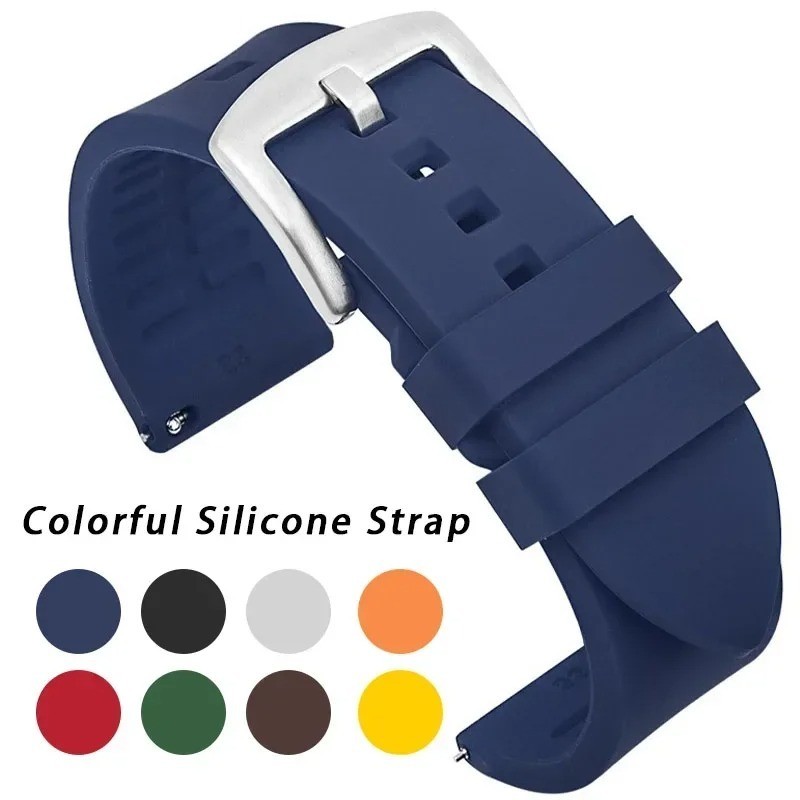 18mm 20mm 22mm Soft Silicone Watch Band Divers Replacement Strap Quick Release