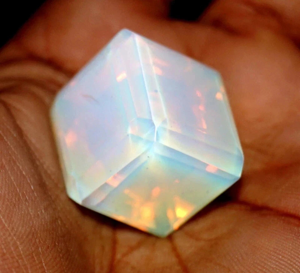 103.00 CT Certified Blue Fire Opal Cube Stunning Loose Gemstone For Jewelry
