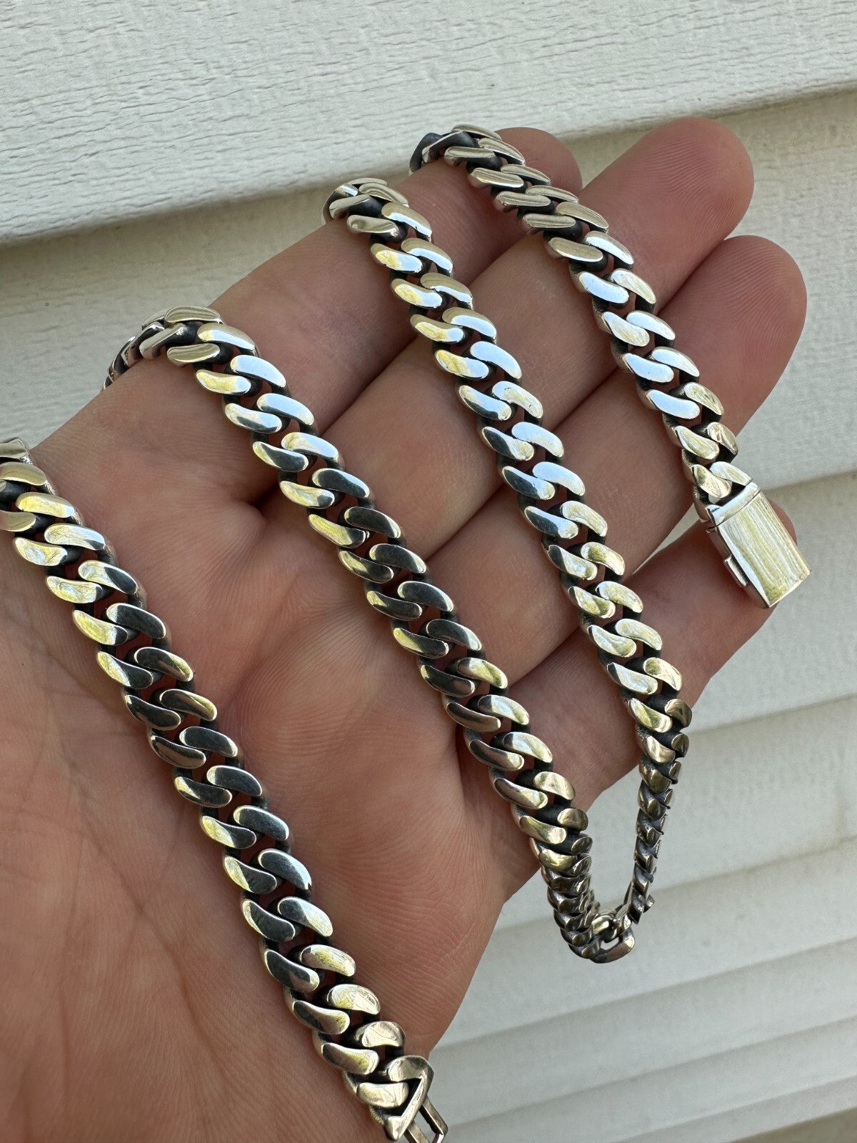 Miami Cuban Link Chain Necklace / Bracelet Real 925 Silver Sleek Clasp 6-12mm