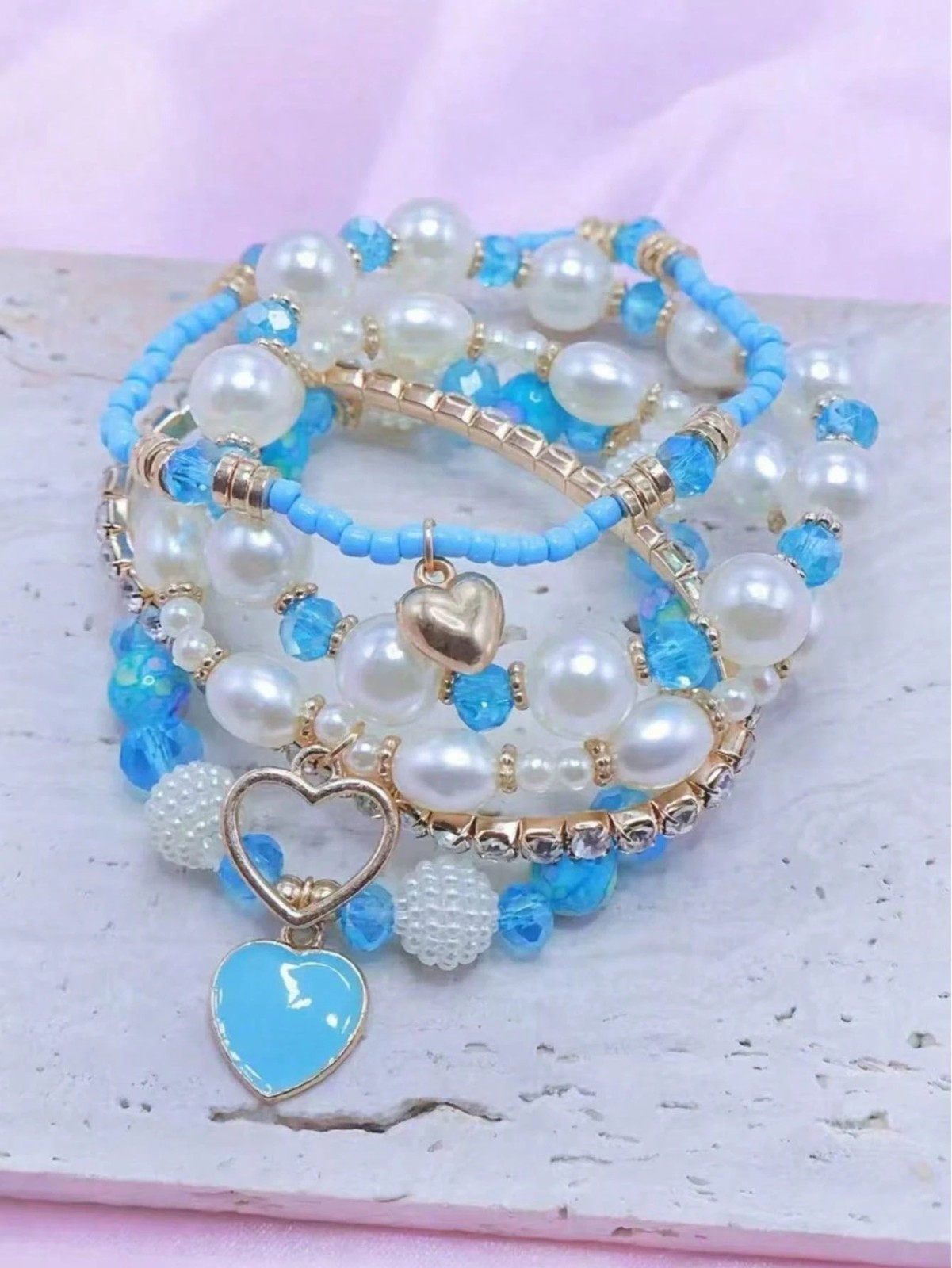 5 PCS Bohemian Stackable Beaded Bracelets Set for Women Girl Multicolor Stretch