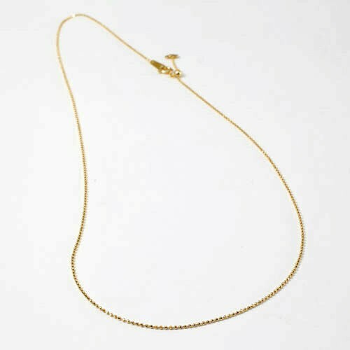 18K Solid Yellow Gold 0.9mm 8-sided Ball Chain Necklace Adjustable 17.75″ Japan