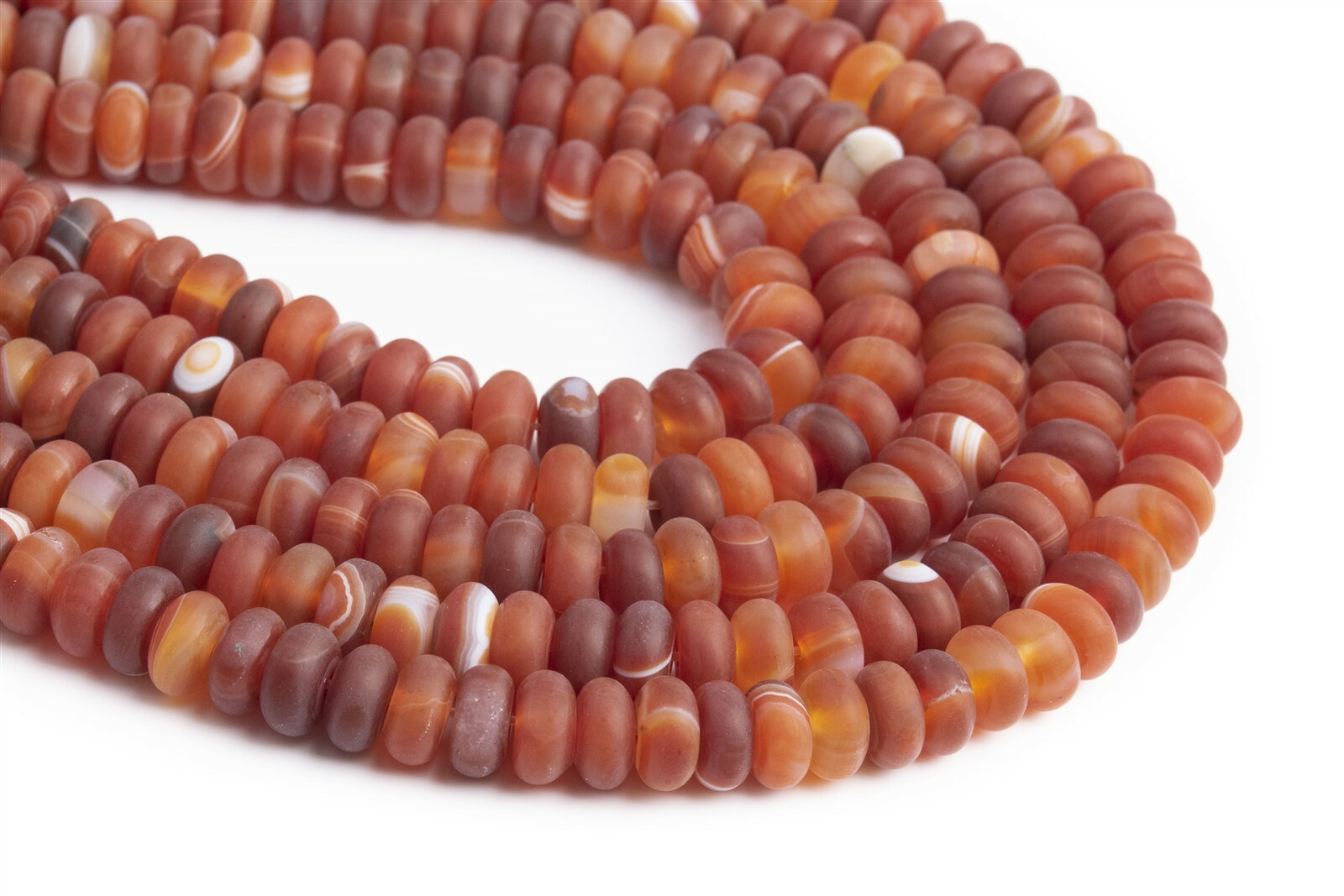 Natural Matte Dark Red Striped Agate Beads AAA Rondelle Loose Beads 6x3MM 8x4MM