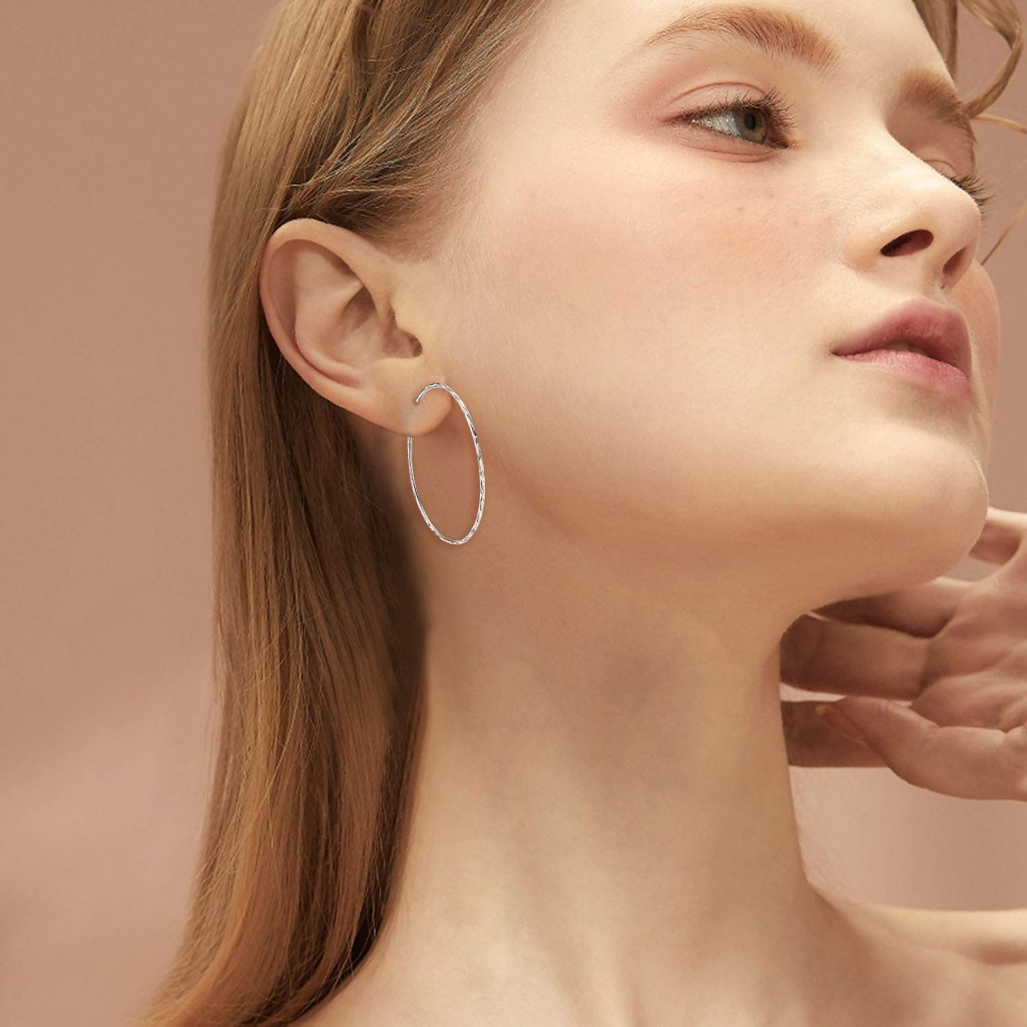 925 Sterling Silver Circle Endless Hoop Earrings for Women 20 30 40 50 60 70mm