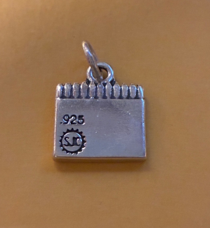 Sterling Silver 3D 16x14mm solid 3.8gram School Teacher says Crayons Solid Charm